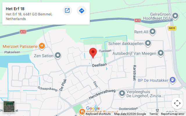 Locatie van Autorijschool van Brandenburg op de kaart: ’t Erf 18 in Bemmel